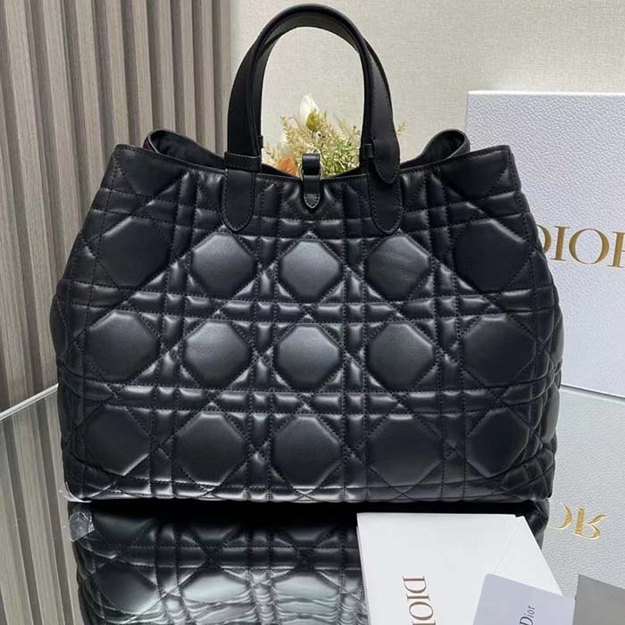 Dior Women CD Large Dior Toujours Bag Black Macrocannage Calfskin Reference M2820OSHJ_M900 (9)