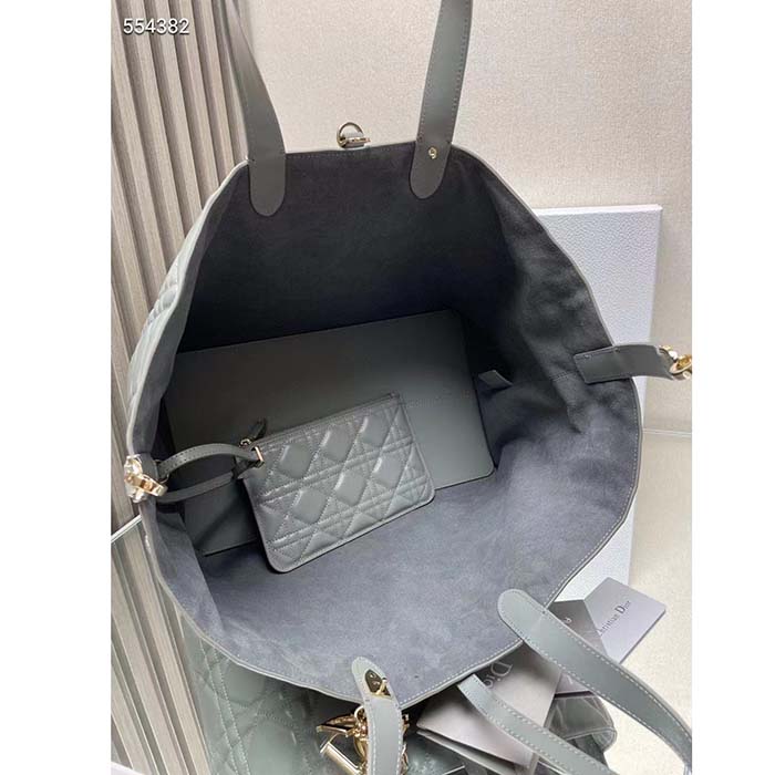 Dior Women CD Large Dior Toujours Bag Stone Gray Macrocannage Calfskin Reference M2820OSHJ_M41G (8)