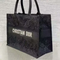 Dior Women CD Medium Book Tote Black D-Lace Butterfly Embroidery 3D Macramé Effect (10)