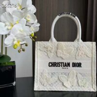Dior Women CD Medium Book Tote White D-Lace Butterfly Embroidery (1)