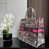 Dior Women CD Medium Book Tote White Multicolor Mexico Millefiori Embroidery (7)