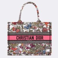 Dior Women CD Medium Book Tote White Multicolor Mexico Millefiori Embroidery (7)