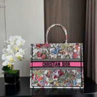 Dior Women CD Medium Book Tote White Multicolor Mexico Millefiori Embroidery (7)