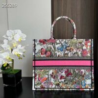 Dior Women CD Medium Book Tote White Multicolor Mexico Millefiori Embroidery (7)