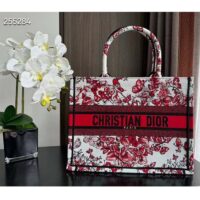 Dior Women CD Medium Book Tote White Red Le Cœur Des Papillons Embroidery (7)