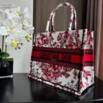 Dior Women CD Medium Book Tote White Red Le Cœur Des Papillons Embroidery - Image 4