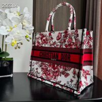 Dior Women CD Medium Book Tote White Red Le Cœur Des Papillons Embroidery (7)