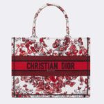Dior Women CD Medium Book Tote White Red Le Cœur Des Papillons Embroidery