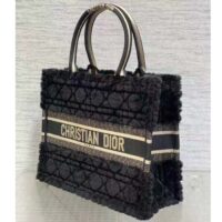 Dior Women CD Medium Dior Book Tote Black Cannage Shearling (6)