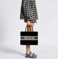 Dior Women CD Medium Dior Book Tote Black Cannage Shearling (6)