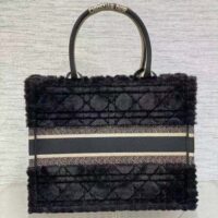 Dior Women CD Medium Dior Book Tote Black Cannage Shearling (6)