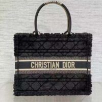 Dior Women CD Medium Dior Book Tote Black Cannage Shearling (6)