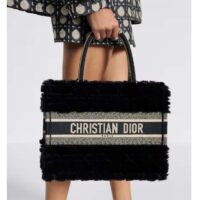 Dior Women CD Medium Dior Book Tote Black Cannage Shearling (6)