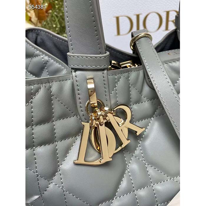 Dior Women CD Medium Dior Toujours Bag Stone Gray Macrocannage Calfskin Reference M2821OSHJ_M41G (1)