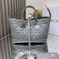 Dior Women CD Medium Dior Toujours Bag Stone Gray Macrocannage Calfskin Reference M2821OSHJ_M41G (4)