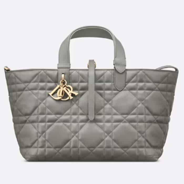Dior Women CD Medium Dior Toujours Bag Stone Gray Macrocannage Calfskin Reference M2821OSHJ_M41G (4)