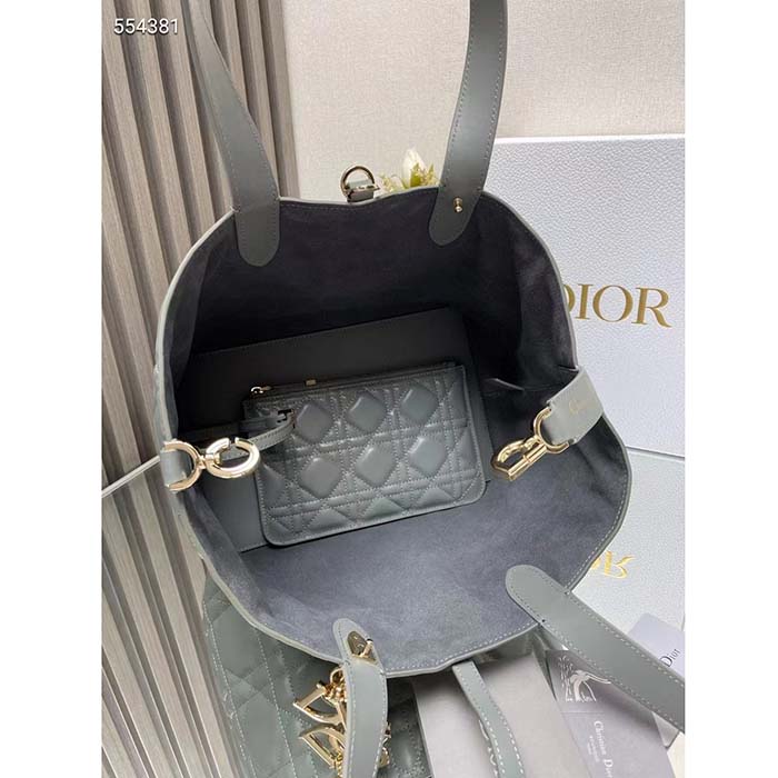 Dior Women CD Medium Dior Toujours Bag Stone Gray Macrocannage Calfskin Reference M2821OSHJ_M41G (5)