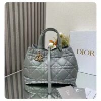 Dior Women CD Medium Dior Toujours Bag Stone Gray Macrocannage Calfskin Reference M2821OSHJ_M41G (4)