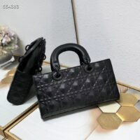 Dior Women CD Medium Lady D-Joy Bag Black Cannage Calfskin Diamond Motif Reference M0540SNEA_M900 (2)