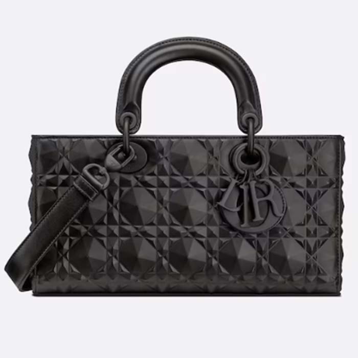 Dior Women CD Medium Lady D-Joy Bag Black Cannage Calfskin Diamond Motif Reference M0540SNEA_M900