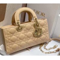 Dior Women CD Medium Lady D-Joy Bag Sand-Colored Cannage Lambskin (9)