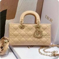 Dior Women CD Medium Lady D-Joy Bag Sand-Colored Cannage Lambskin (9)