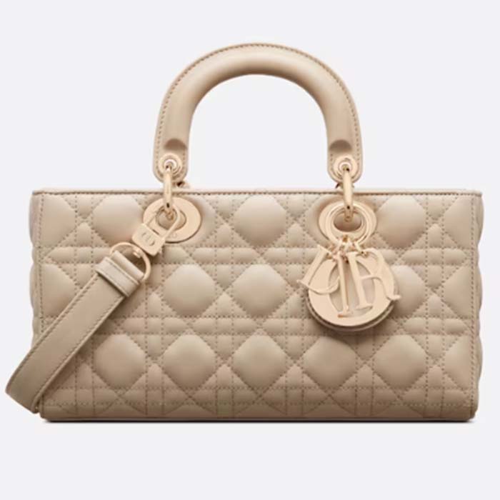 Dior Women CD Medium Lady D-Joy Bag Sand-Colored Cannage Lambskin