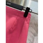 Dior Women CD Mid-Length Flared Skirt Passion Pink Wool Silk Thin Waistband Side Zip Closure - Image 8