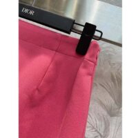 Dior Women CD Mid-Length Flared Skirt Passion Pink Wool Silk Thin Waistband Side Zip Closure (9)