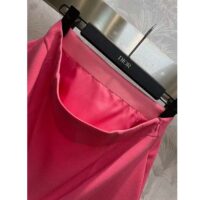 Dior Women CD Mid-Length Flared Skirt Passion Pink Wool Silk Thin Waistband Side Zip Closure (9)