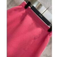 Dior Women CD Mid-Length Flared Skirt Passion Pink Wool Silk Thin Waistband Side Zip Closure (9)