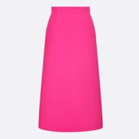 Dior Women CD Mid-Length Flared Skirt Passion Pink Wool Silk Thin Waistband Side Zip Closure (9)