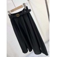 Dior Women CD Mid-Length Skirt Black Wool Silk Flared Cut 87.5 CM Length Reference 151J21A1166_X9000 (8)