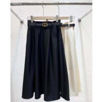 Dior Women CD Mid-Length Skirt Black Wool Silk Flared Cut 87.5 CM Length Reference 151J21A1166_X9000 (8)