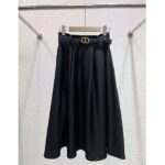 Dior Women CD Mid-Length Skirt Black Wool Silk Flared Cut 87.5 CM Length Reference: 151J21A1166_X9000 – Bild 2