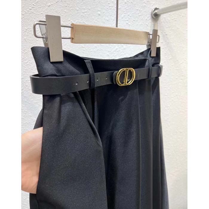 Dior Women CD Mid-Length Skirt Black Wool Silk Flared Cut 87.5 CM Length Reference 151J21A1166_X9000 (3)