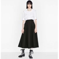 Dior Women CD Mid-Length Skirt Black Wool Silk Flared Cut 87.5 CM Length Reference 151J21A1166_X9000 (8)