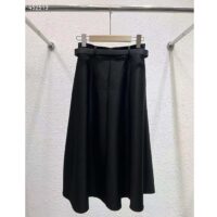 Dior Women CD Mid-Length Skirt Black Wool Silk Flared Cut 87.5 CM Length Reference 151J21A1166_X9000 (8)