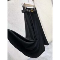 Dior Women CD Mid-Length Skirt Black Wool Silk Flared Cut 87.5 CM Length Reference 151J21A1166_X9000 (8)