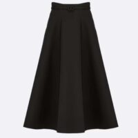 Dior Women CD Mid-Length Skirt Black Wool Silk Flared Cut 87.5 CM Length Reference 151J21A1166_X9000 (8)