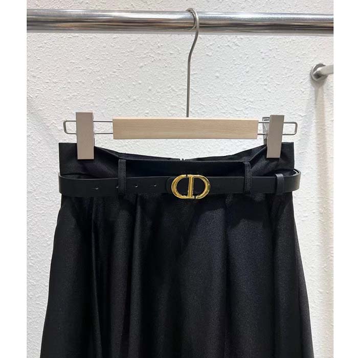 Dior Women CD Mid-Length Skirt Black Wool Silk Flared Cut 87.5 CM Length Reference 151J21A1166_X9000 (9)