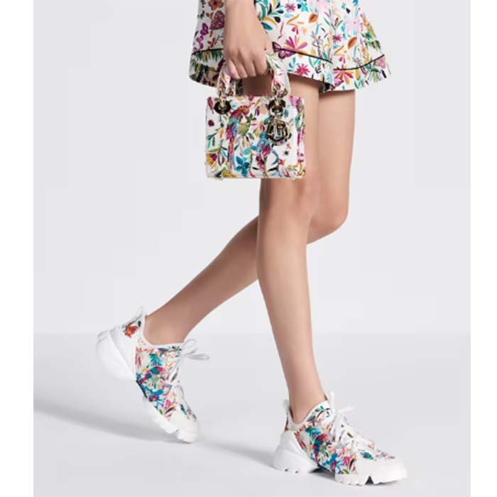 Dior Women CD Mini Lady Dior Bag White Multicolor Calfskin Toile De Jouy Fantastica Print Embroidery