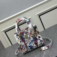 Dior Women CD Mini Lady Dior Bag White Multicolor Calfskin Toile De Jouy Fantastica Print Embroidery (2)