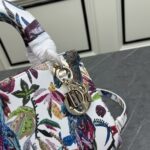 Dior Women CD Mini Lady Dior Bag White Multicolor Calfskin Toile De Jouy Fantastica Print Embroidery - Image 8
