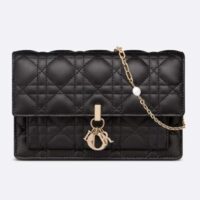 Dior Women CD Miss Dior Chain Pouch Black Cannage Lambskin