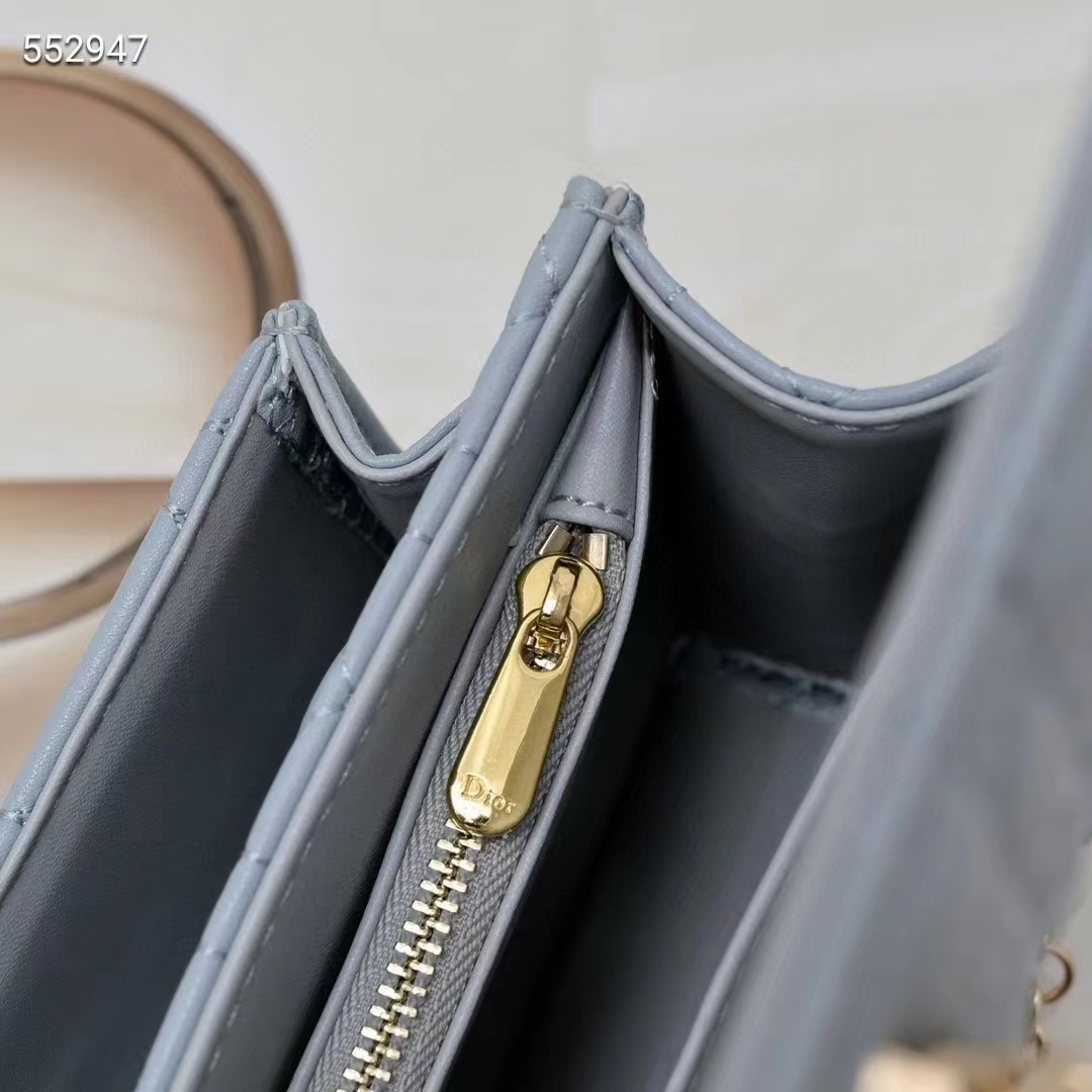 Dior Women CD Miss Dior Chain Pouch Cloud Blue Cannage Lambskin