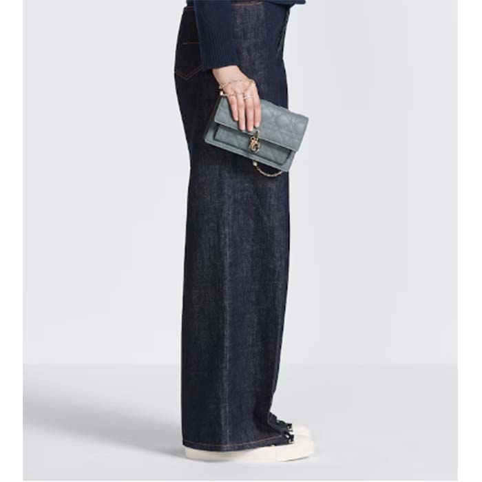 Dior Women CD Miss Dior Chain Pouch Cloud Blue Cannage Lambskin