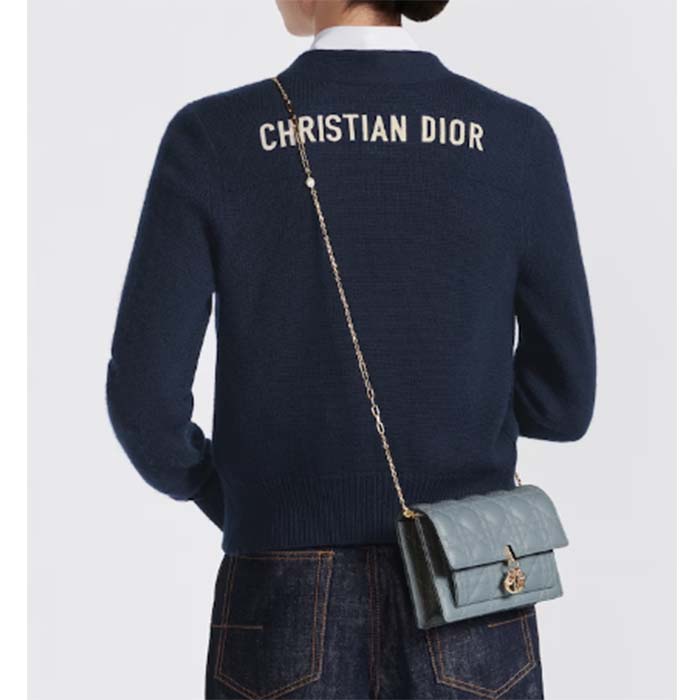 Dior Women CD Miss Dior Chain Pouch Cloud Blue Cannage Lambskin