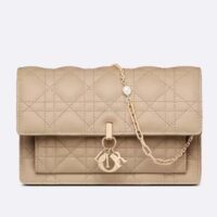 Dior Women CD Miss Dior Chain Pouch Sand-Colored Cannage Lambskin