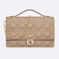 Dior Women CD Miss Dior Top Handle Bag Melocoton Biscuit Cannage Lambskin (5)